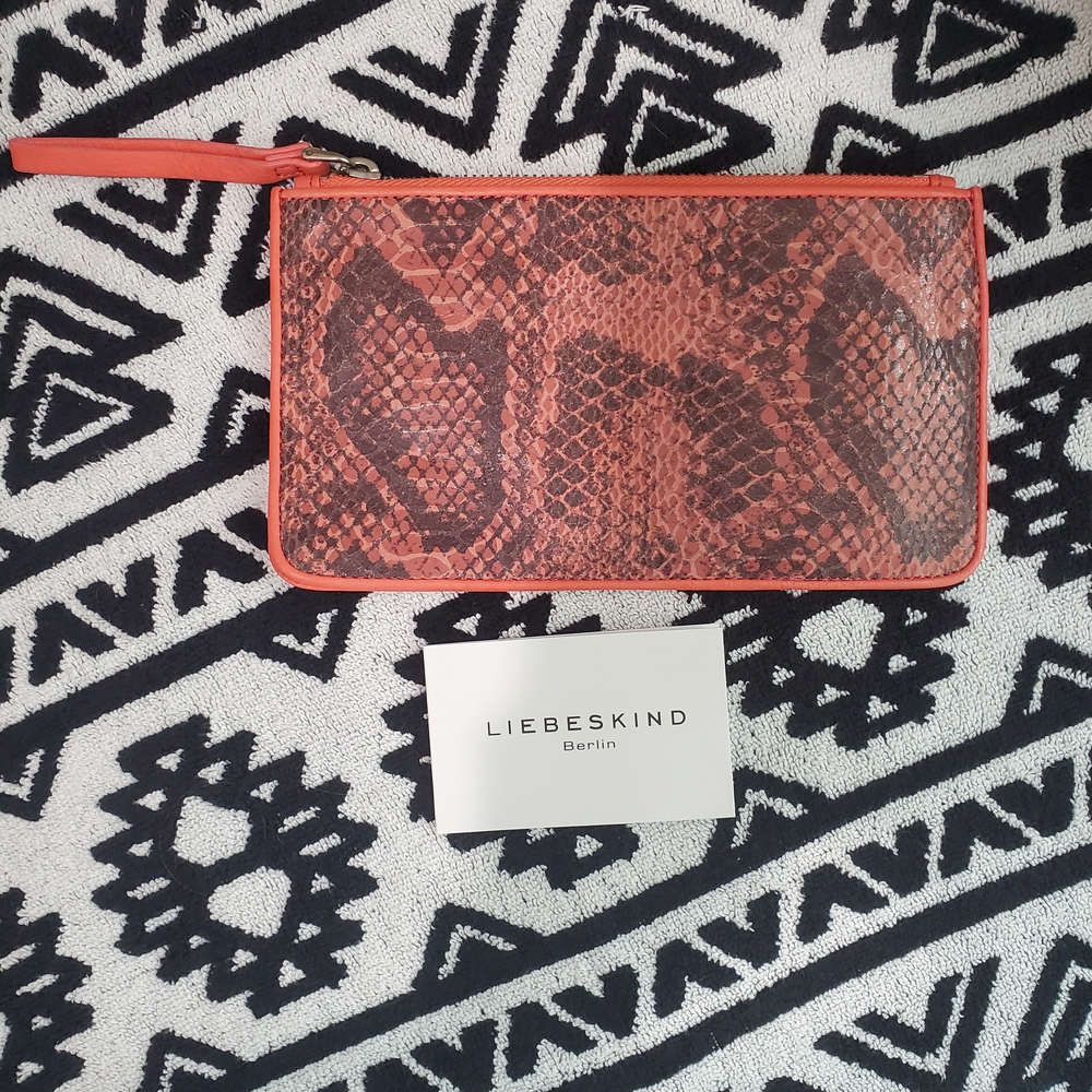 Liebeskind Coral Color Clutch with Snake Texture